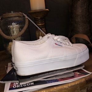 NEW! White platform superga shoes